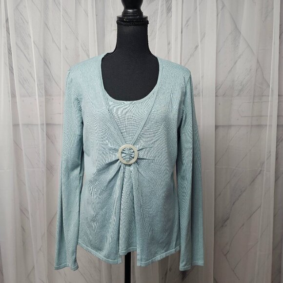 Apt 9 Blue Layered Ruched Knit Sweater Size L - Picture 1 of 12